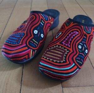 Molas4U Kuna Molas Colorful African Style Textile Embroidered Slip-On Mules
